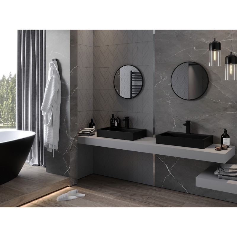 Mexen Loft ümmargune vannitoa peegel 50 cm, must raam - 9850-050-050-000-70