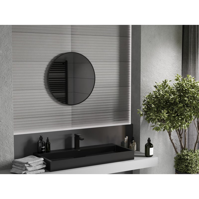 Mexen Loft specchio da bagno rotondo 60 cm, cornice nera - 9850-060-060-000-70
