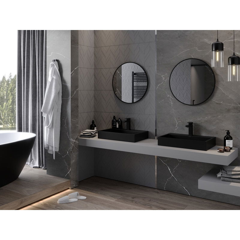 Mexen Loft ronde badkamerspiegel 65 cm, zwarte rand - 9850-065-065-000-70