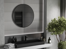 Mexen Loft okruglo ogledalo za kupaonicu 80 cm, crni okvir - 9850-080-080-000-70