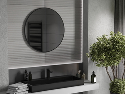 Mexen Loft ümmargune vannitoa peegel 80 cm, must raam - 9850-080-080-000-70