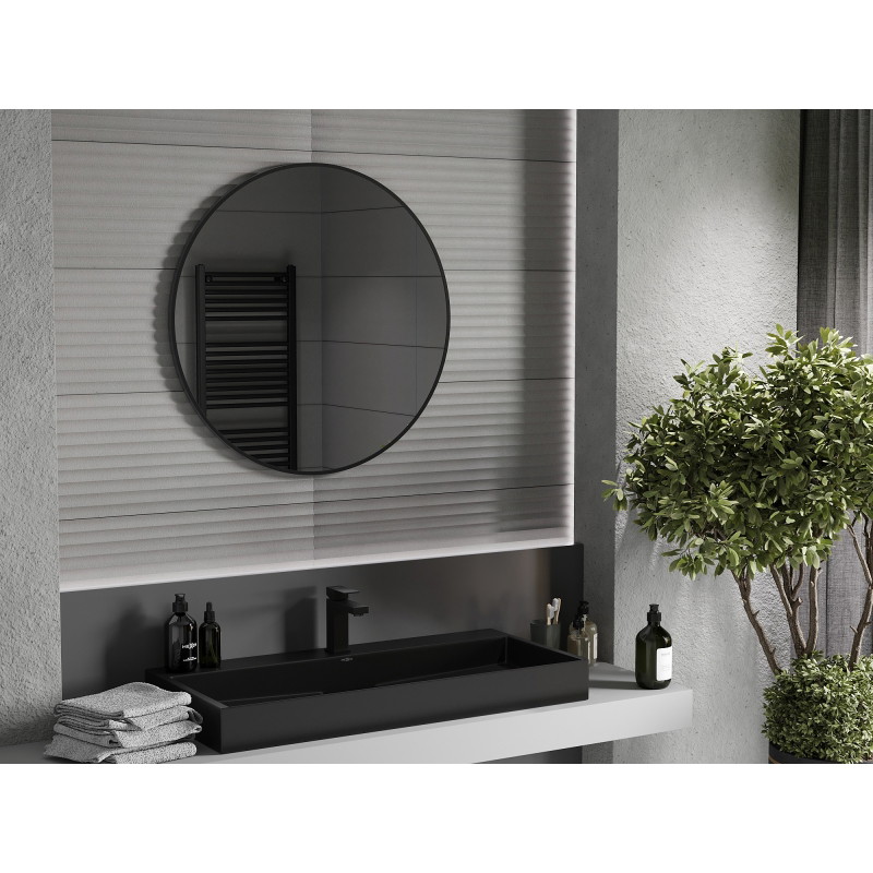 Mexen Loft ümmargune vannitoa peegel 85 cm, must raam - 9850-085-085-000-70