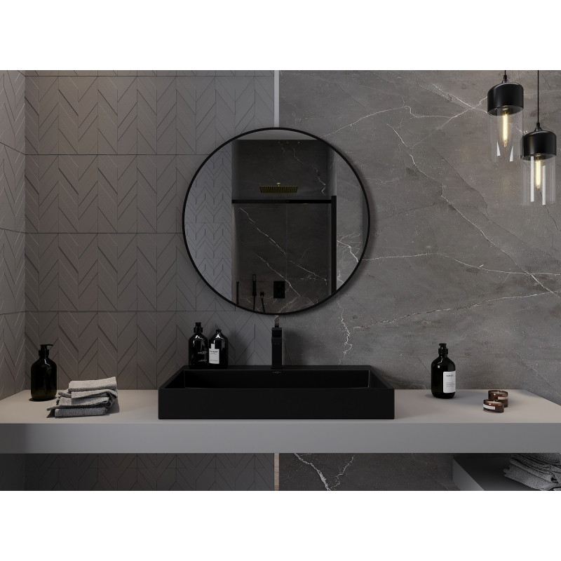 Mexen Loft ümmargune vannitoa peegel 85 cm, must raam - 9850-085-085-000-70