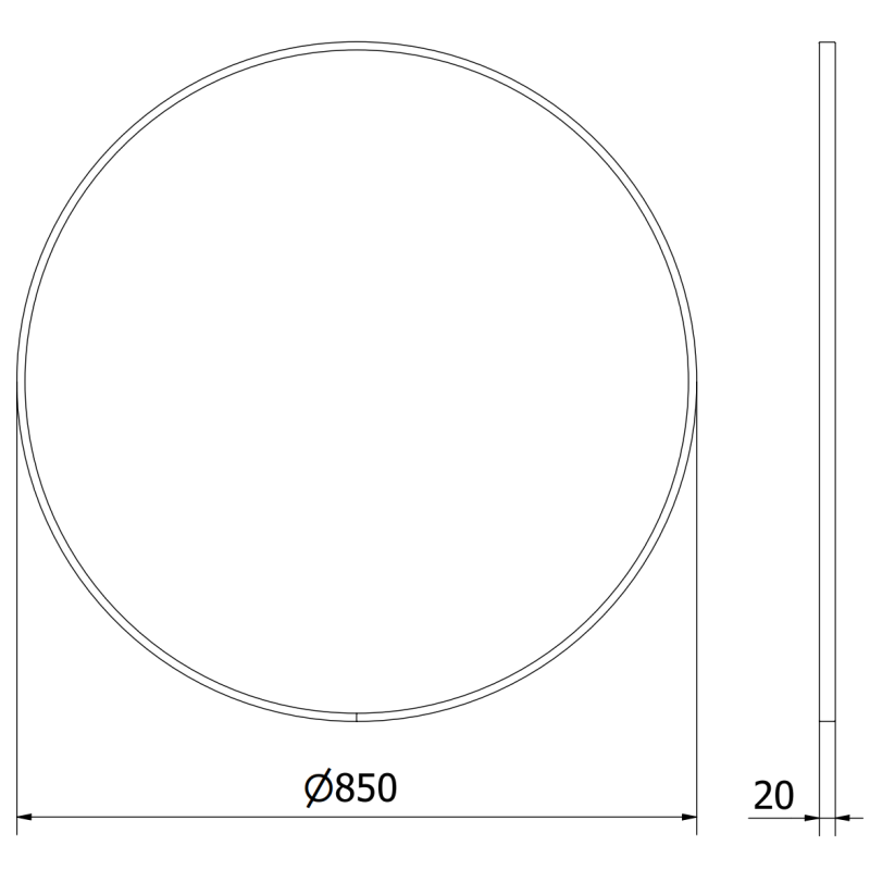 Mexen Loft round bathroom mirror 85 cm, black frame - 9850-085-085-000-70