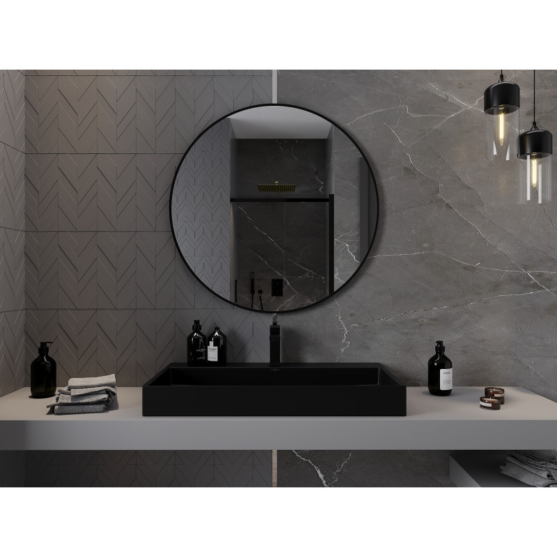 Mexen Loft lustro łazienkowe okragłe 90 cm, rama czarna - 9850-090-090-000-70