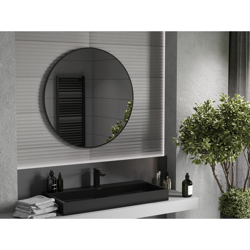 Mexen Loft lustro łazienkowe okragłe 95 cm, rama czarna - 9850-095-095-000-70