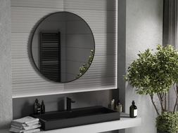 Mexen Loft miroir de salle de bain rond 95 cm, cadre noir - 9850-095-095-000-70