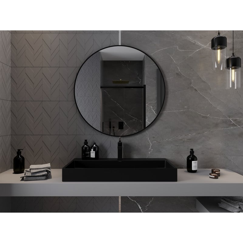 Mexen Loft round bathroom mirror 95 cm, black frame - 9850-095-095-000-70