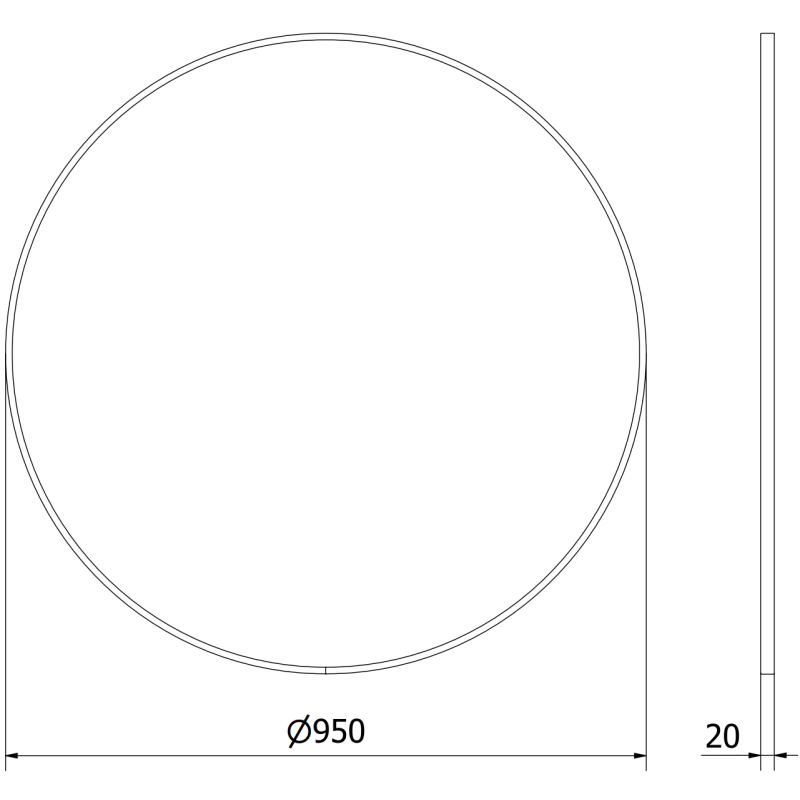 Mexen Loft round bathroom mirror 95 cm, black frame - 9850-095-095-000-70