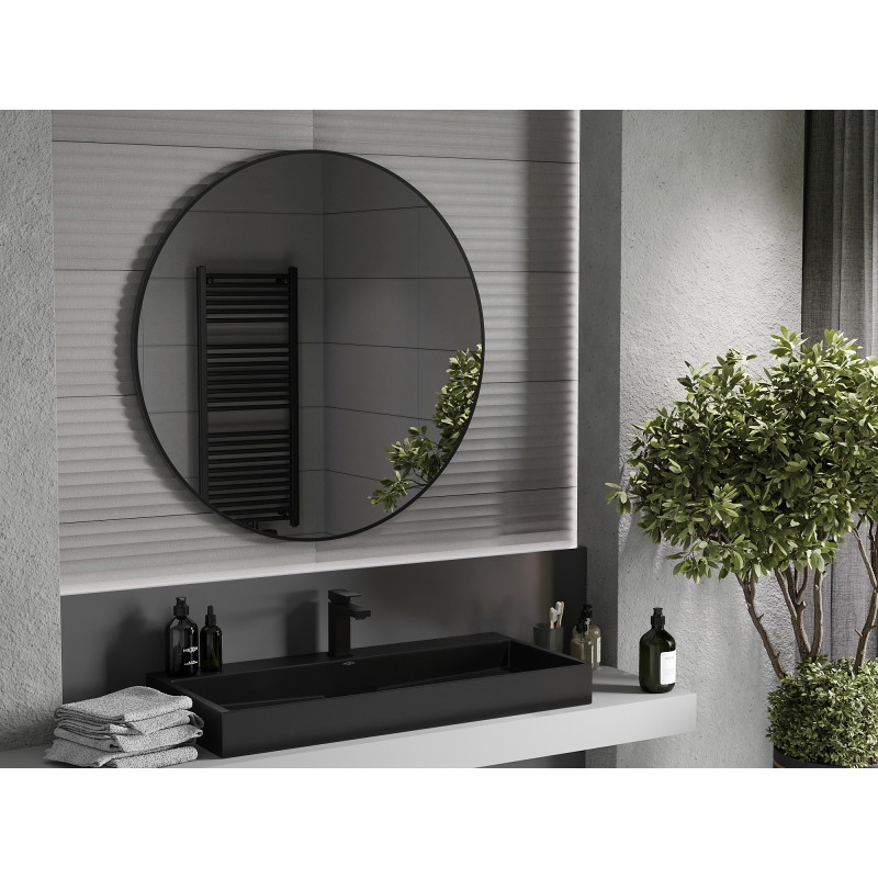 Mexen Loft Rundes Badezimmer-Spiegel 100 cm, schwarzer Rahmen - 9850-100-100-000-70