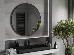 Mexen Loft apaļais vannas istabas spogulis 100 cm, melns rāmis - 9850-100-100-000-70