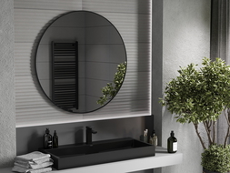 Mexen Loft specchio da bagno rotondo 100 cm, cornice nera - 9850-100-100-000-70