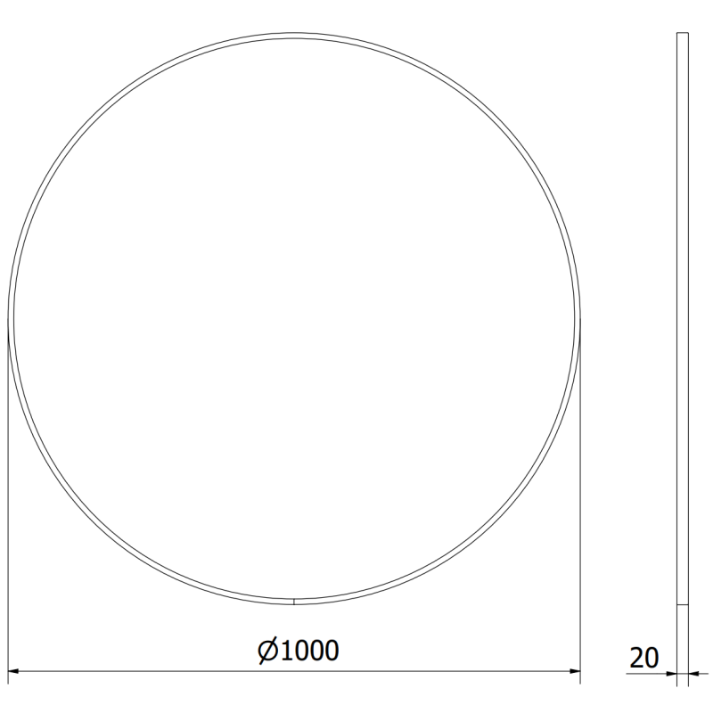 Mexen Loft ronde badkamer spiegel 100 cm, zwarte rand - 9850-100-100-000-70