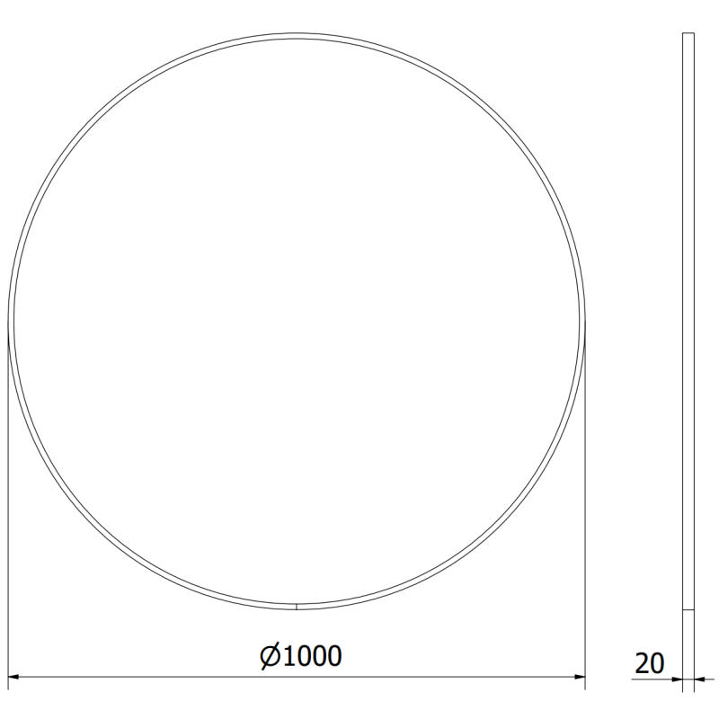 Mexen Loft round bathroom mirror 100 cm, black frame - 9850-100-100-000-70