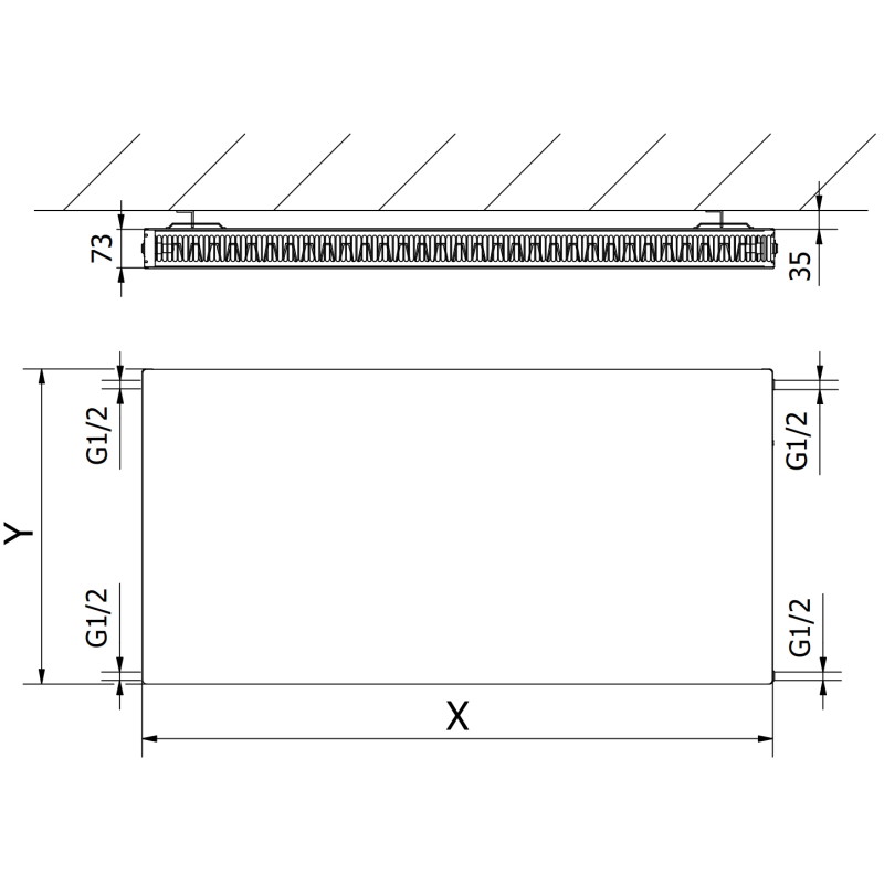 Mexen CF21 Flachheizkörper 600 x 1200 mm, seitlicher Anschluss, 1452 W, anthrazit - W421F-060-120-66