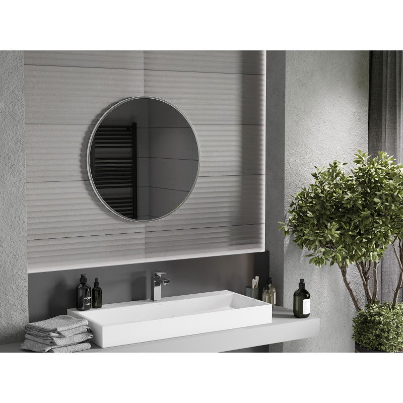 Mexen Loft miroir de salle de bain rond 70 cm, cadre inox - 9850-070-070-000-10