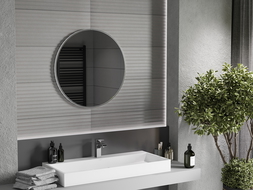 Mexen Loft okroglo kopalniško ogledalo 70 cm, inox okvir - 9850-070-070-000-10