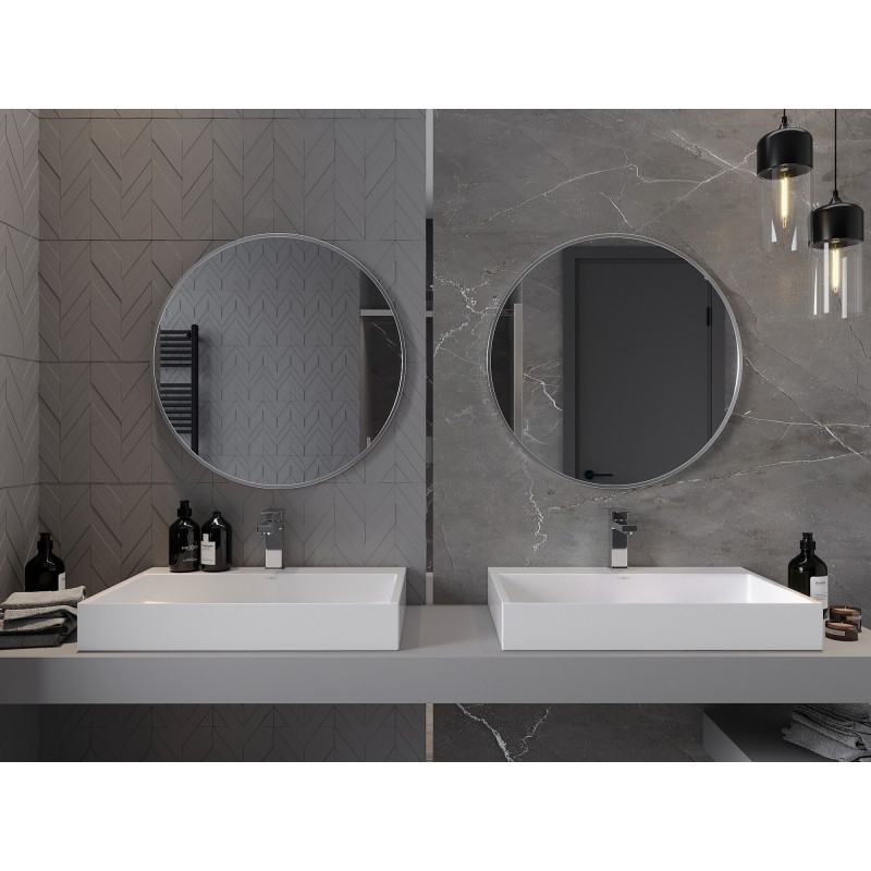 Mexen Loft ümmargune vannitoa peegel 70 cm, inox raam - 9850-070-070-000-10