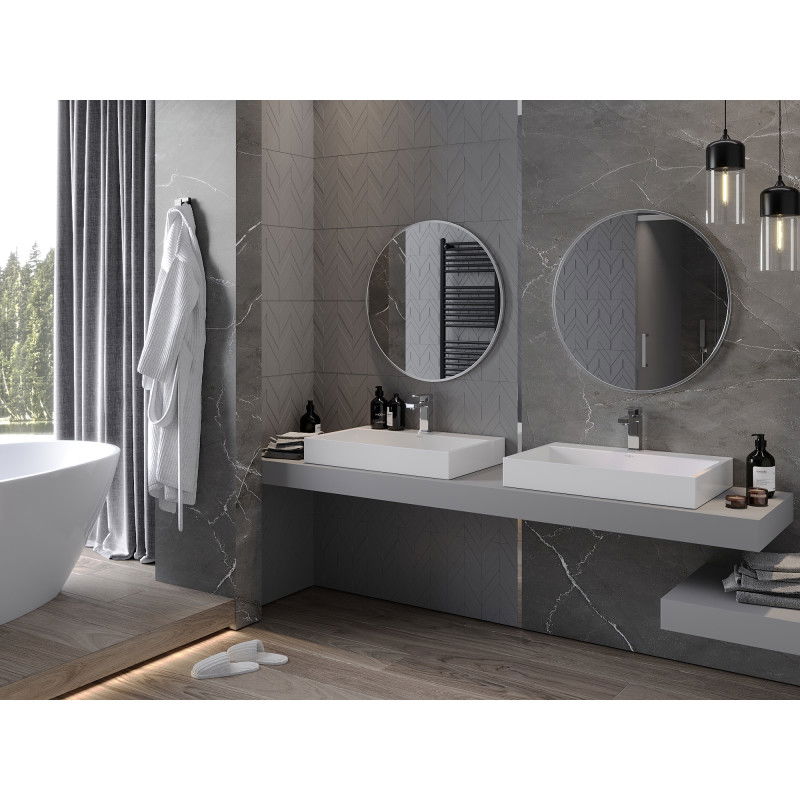 Mexen Loft ronde badkamer spiegel 70 cm, inox frame - 9850-070-070-000-10