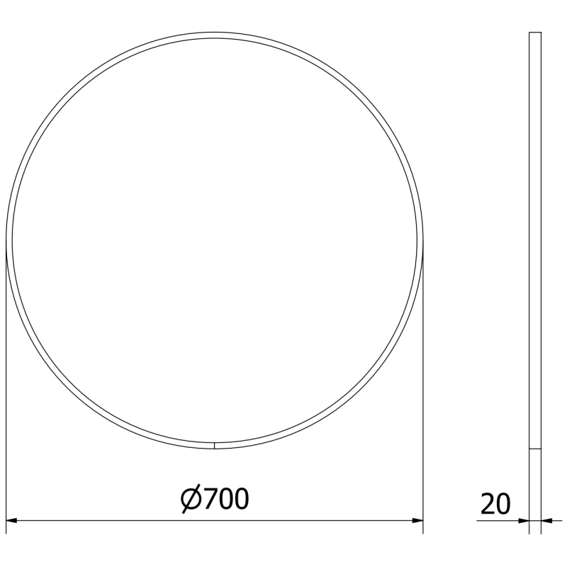 Mexen Loft miroir de salle de bain rond 70 cm, cadre doré - 9850-070-070-000-50