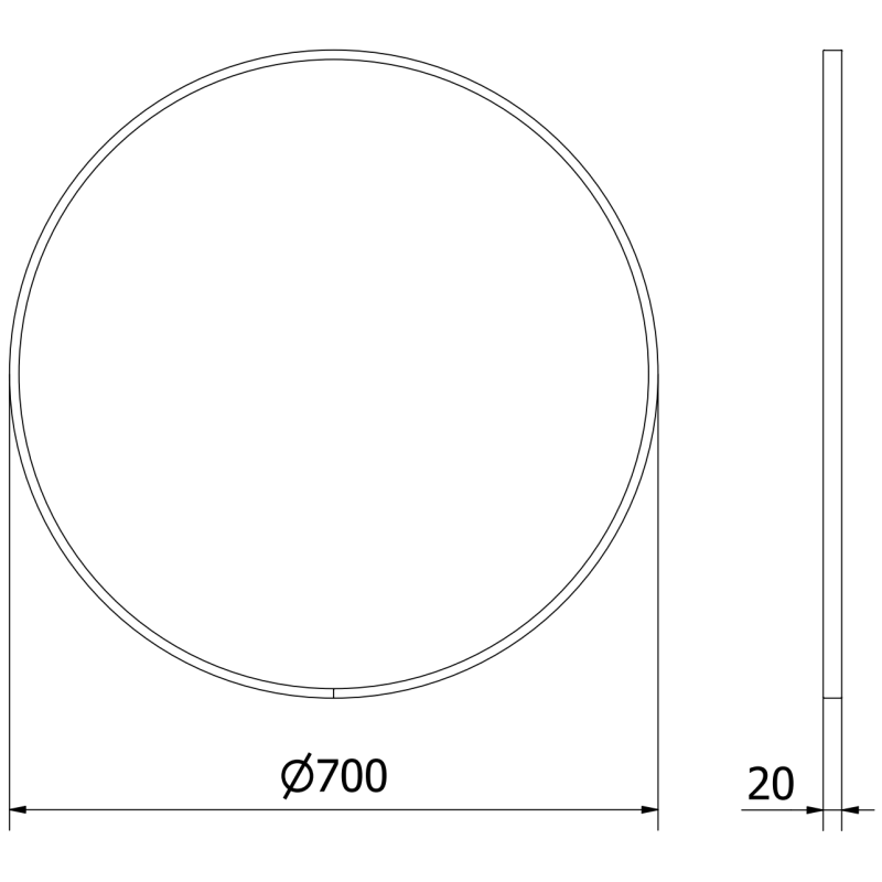 Mexen Loft ronde Buedzëmmer Spigel 70 cm, gëllen Kader - 9850-070-070-000-50