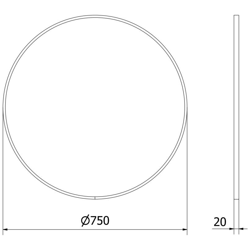 Mexen Loft round bathroom mirror 75 cm, black frame - 9850-075-075-000-70