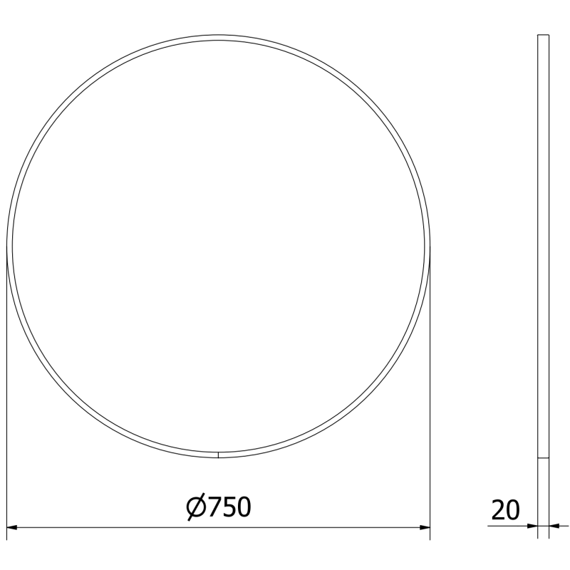 Mexen Loft miroir de salle de bain rond 75 cm, cadre doré - 9850-075-075-000-50