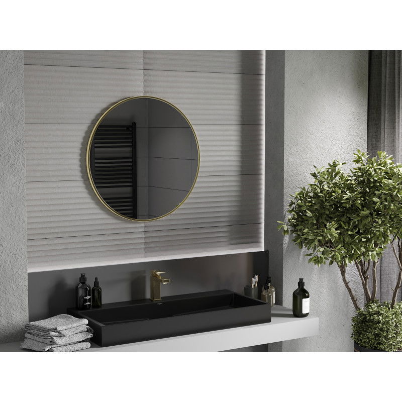 Mexen Loft miroir de salle de bain rond 75 cm, cadre doré - 9850-075-075-000-50