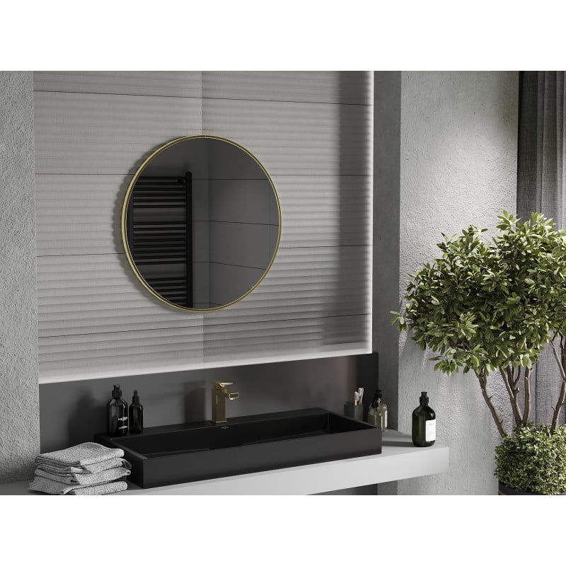 Mexen Loft specchio da bagno rotondo 75 cm, cornice dorata - 9850-075-075-000-50
