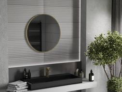 Mexen Loft okruglo ogledalo za kupaonicu 75 cm, zlatni okvir - 9850-075-075-000-50