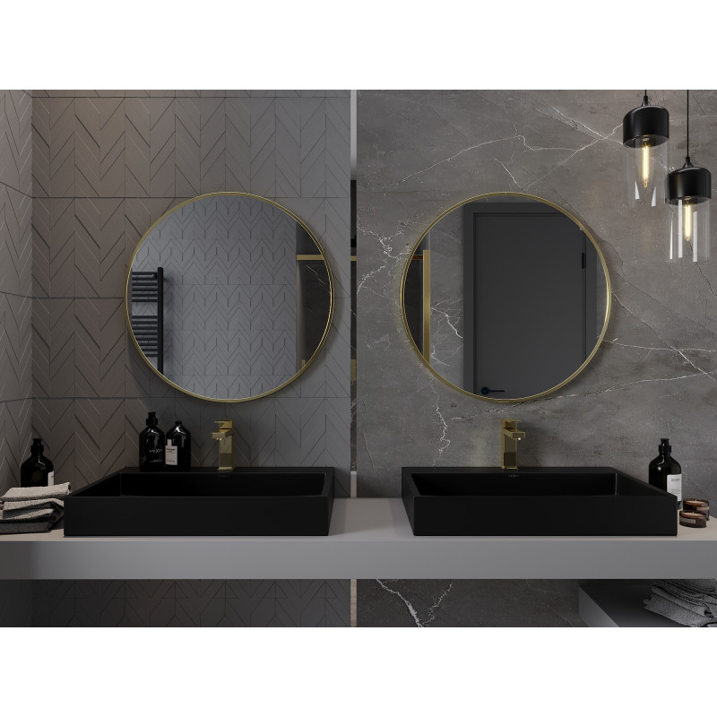 Mexen Loft lustro łazienkowe okragłe 75 cm, rama złota - 9850-075-075-000-50