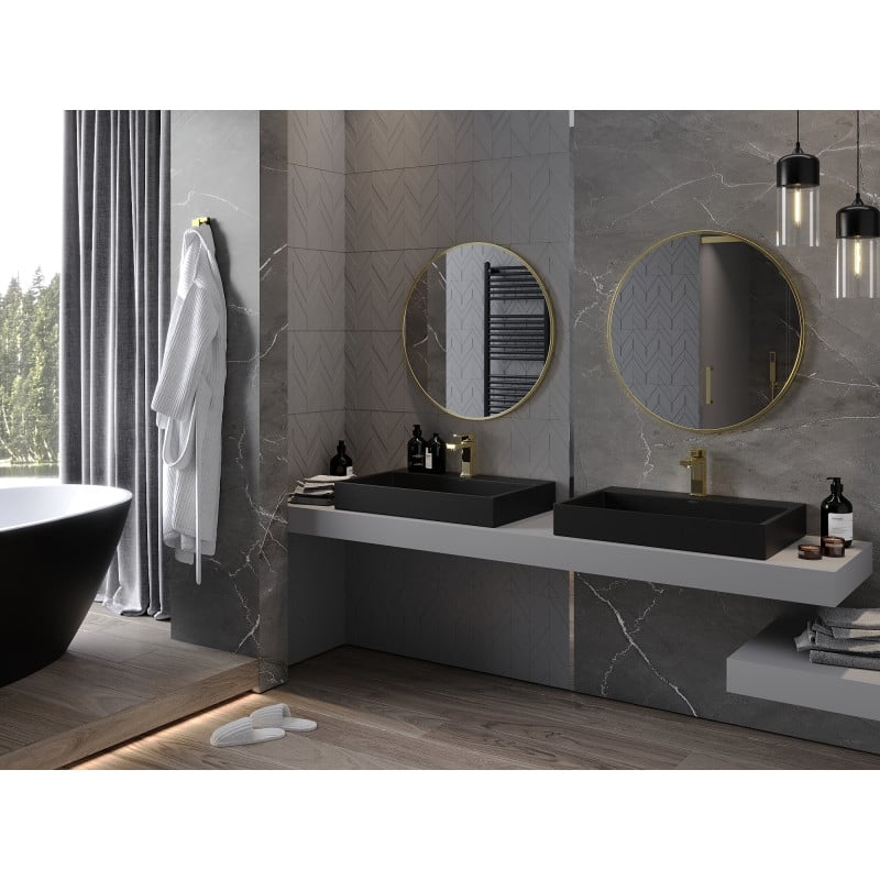 Mexen Loft specchio da bagno rotondo 75 cm, cornice dorata - 9850-075-075-000-50