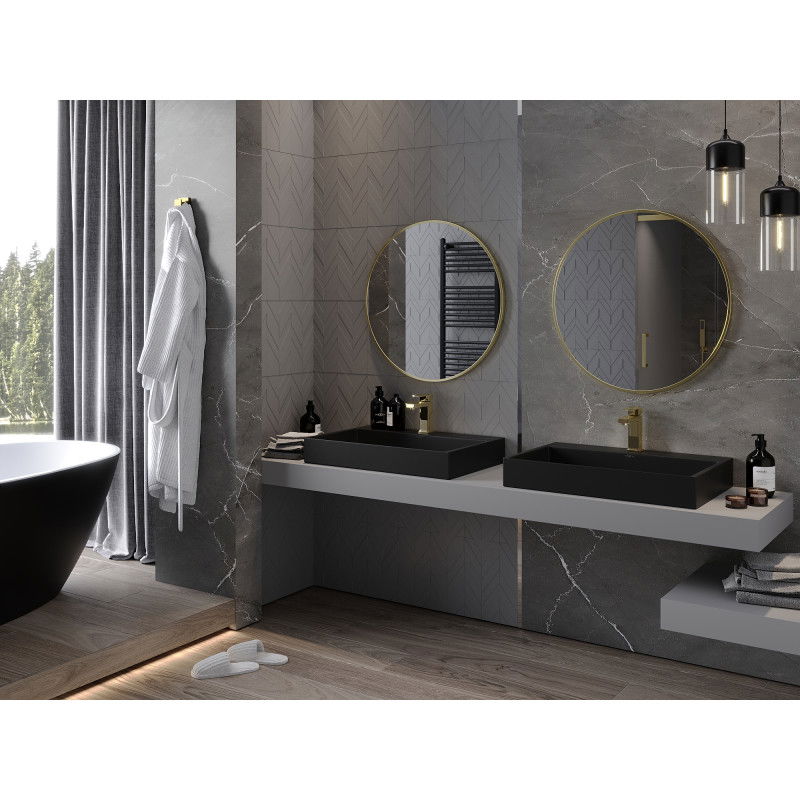 Mexen Loft στρογγυλός καθρέφτης μπάνιου 75 cm, χρυσό πλαίσιο - 9850-075-075-000-50