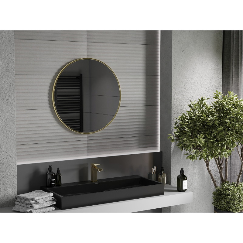 Mexen Loft ümmargune vannitoa peegel 70 cm, kuldne raam - 9850-070-070-000-50