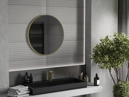 Mexen Loft στρογγυλός καθρέφτης μπάνιου 70 cm, χρυσό πλαίσιο - 9850-070-070-000-50