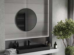 Mexen Loft Badezimmerspiegel rund 70 cm, schwarzer Rahmen - 9850-070-070-000-70