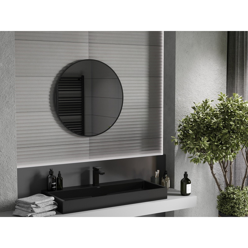 Mexen Loft ümmargune vannitoa peegel 75 cm, must raam - 9850-075-075-000-70