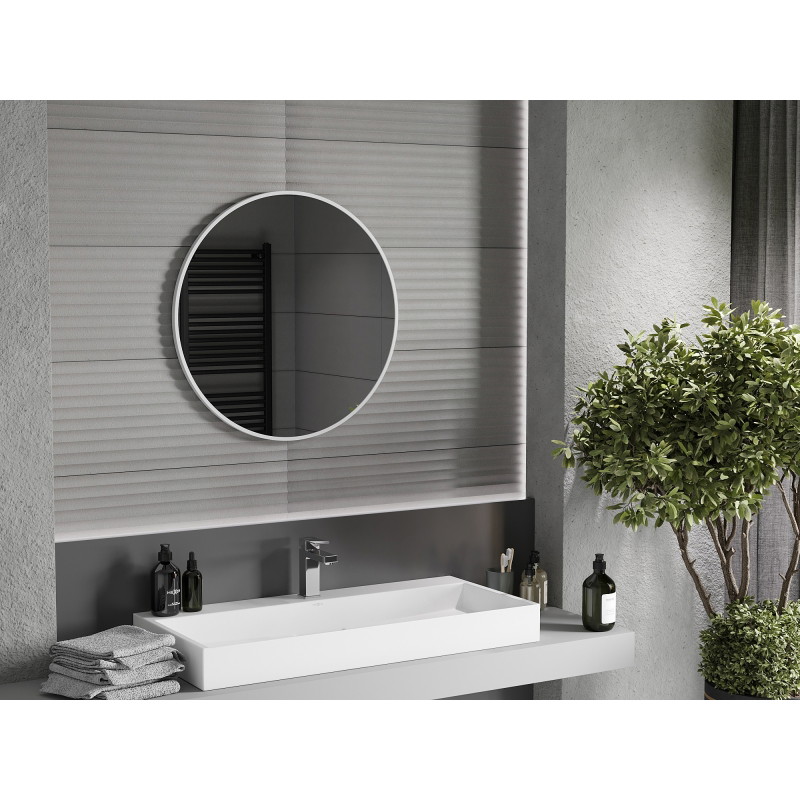 Mexen Loft ümmargune vannitoa peegel 70 cm, valge raam - 9850-070-070-000-20