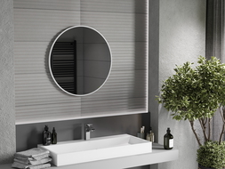 Mexen Loft apaļais vannas istabas spogulis 70 cm, balts rāmis - 9850-070-070-000-20