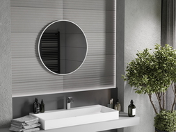 Mexen Loft round bathroom mirror 70 cm, white frame - 9850-070-070-000-20