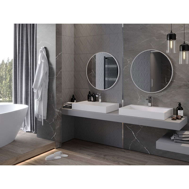 Mexen Loft apaļais vannas istabas spogulis 70 cm, balts rāmis - 9850-070-070-000-20