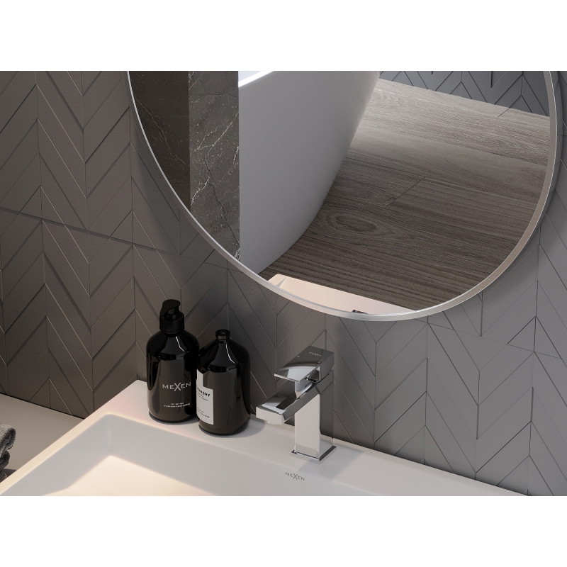 Mexen Loft ümmargune vannitoa peegel 80 cm, inox raam - 9850-080-080-000-10