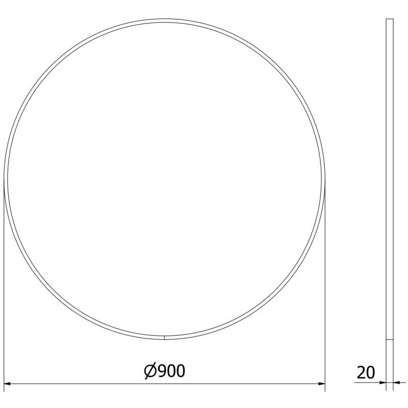 Mexen Loft bathroom mirror round 90 cm, white frame - 9850-090-090-000-20