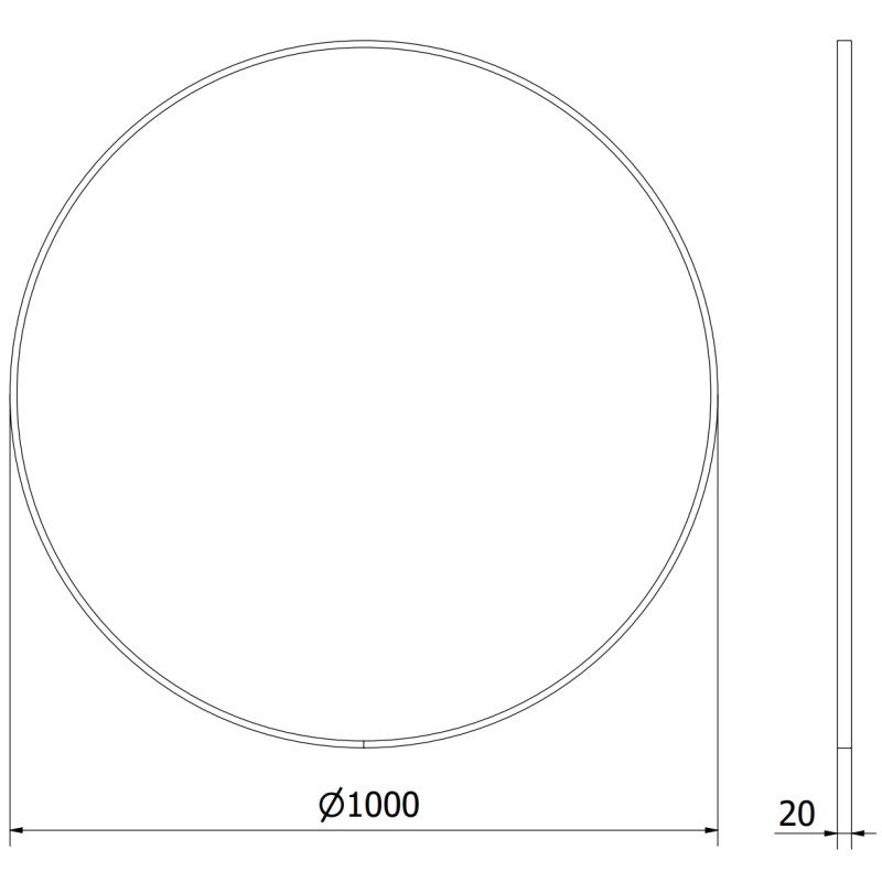 Mexen Loft ronde badkamer spiegel 100 cm, witte lijst - 9850-100-100-000-20