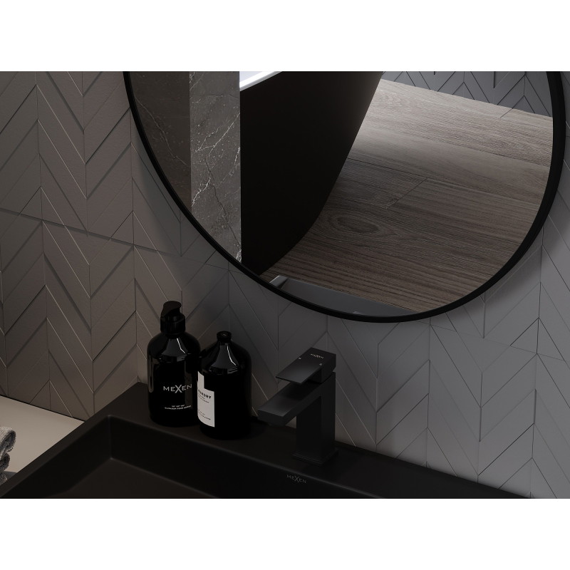 Mexen Loft ümmargune vannitoa peegel 50 cm, must raam - 9850-050-050-000-70