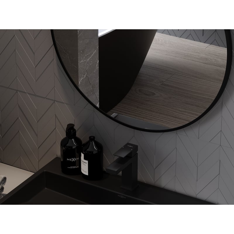 Mexen Loft ümmargune vannitoa peegel 75 cm, must raam - 9850-075-075-000-70