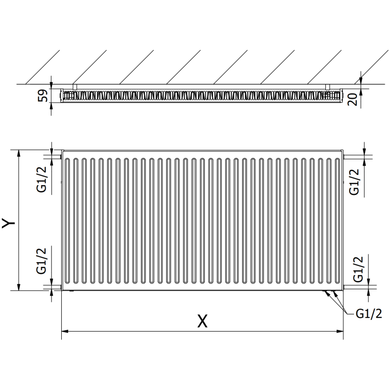 Mexen CV11 grzejnik płytowy 600 x 800 mm, podłączenie dolne, 747 W, antracyt - W611-060-080-66