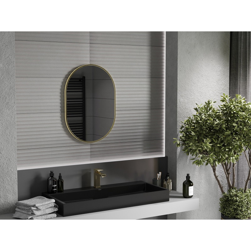 Mexen Loft ovaalne vannitoa peegel 70 x 50 cm, kuldne raam - 9851-070-050-000-50
