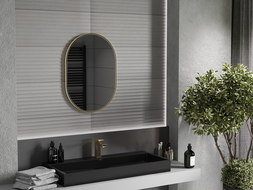 Mexen Loft Badezimmerspiegel oval 70 x 50 cm, goldener Rahmen - 9851-070-050-000-50