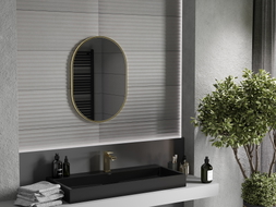 Mexen Loft oval bathroom mirror 70 x 50 cm, gold frame - 9851-070-050-000-50